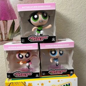 Powerpuff Girls Figure Bobblehead  Complete Set - Green, Pink, Blue
